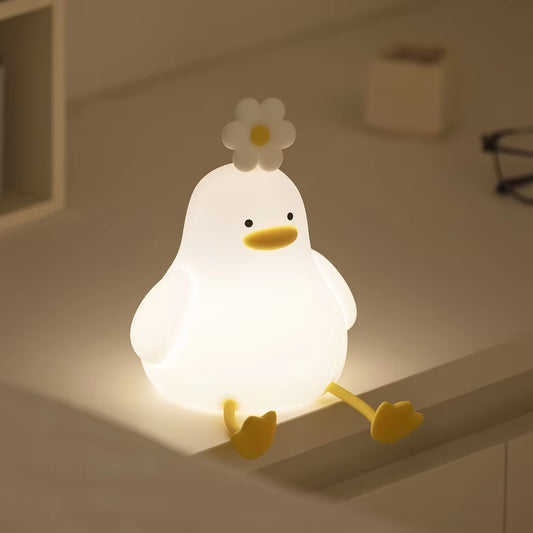 Silicone Duck Night Light Dimmable Nursery Sleeping Lamp USB Rechargeable Timing Bedside Touch Lamp for Kids Room Decor